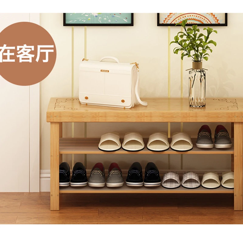 Shoe rack household solid wood economical simple shoe cabinet door multi-layer dustproof stool and modern | Мебель