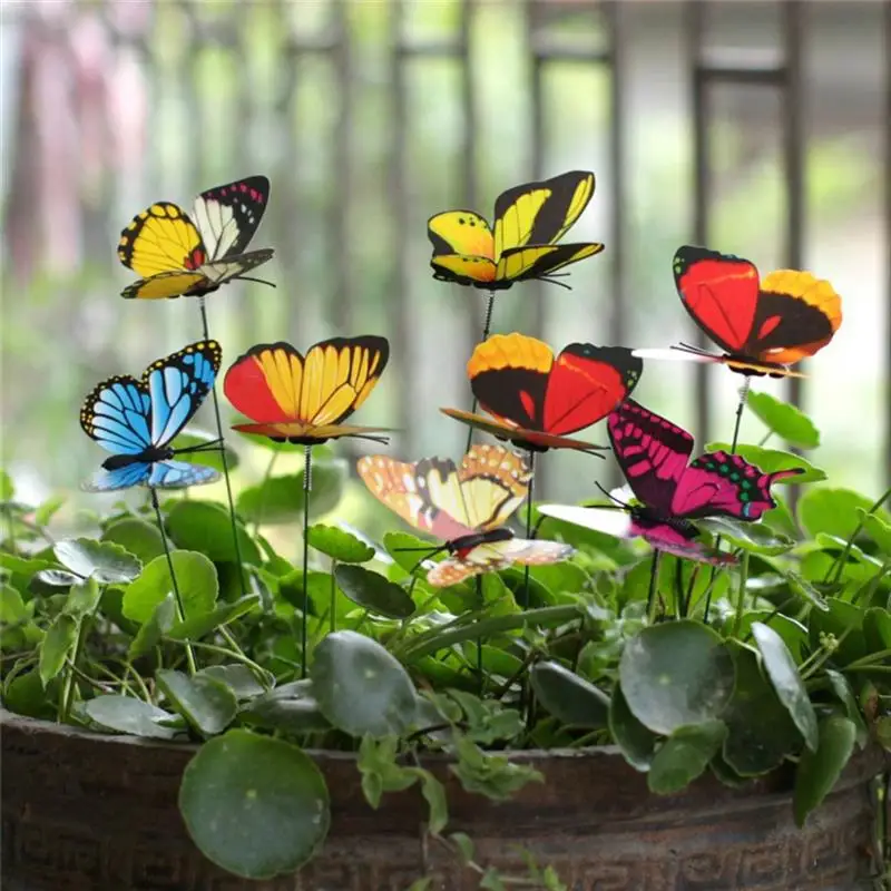 

24Pcs/Set Artificial Butterflies Decor Garden Colorful Whimsical Stakes Yard Outdoor Flower Pots For Home Decoration Accessories