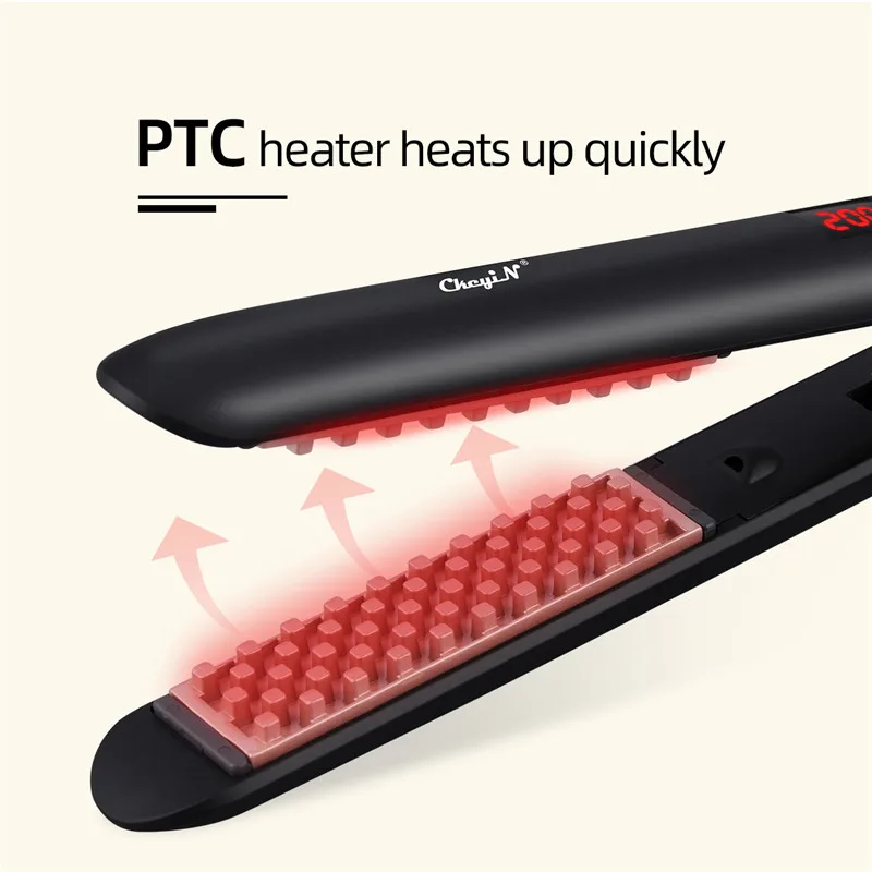 

CkeyiN LCD Display Hair Curler Hair Crimper Volumizer Hair Fluffy Corrugated Curler Perm Splint 17 Temperature Hair Iron Styler