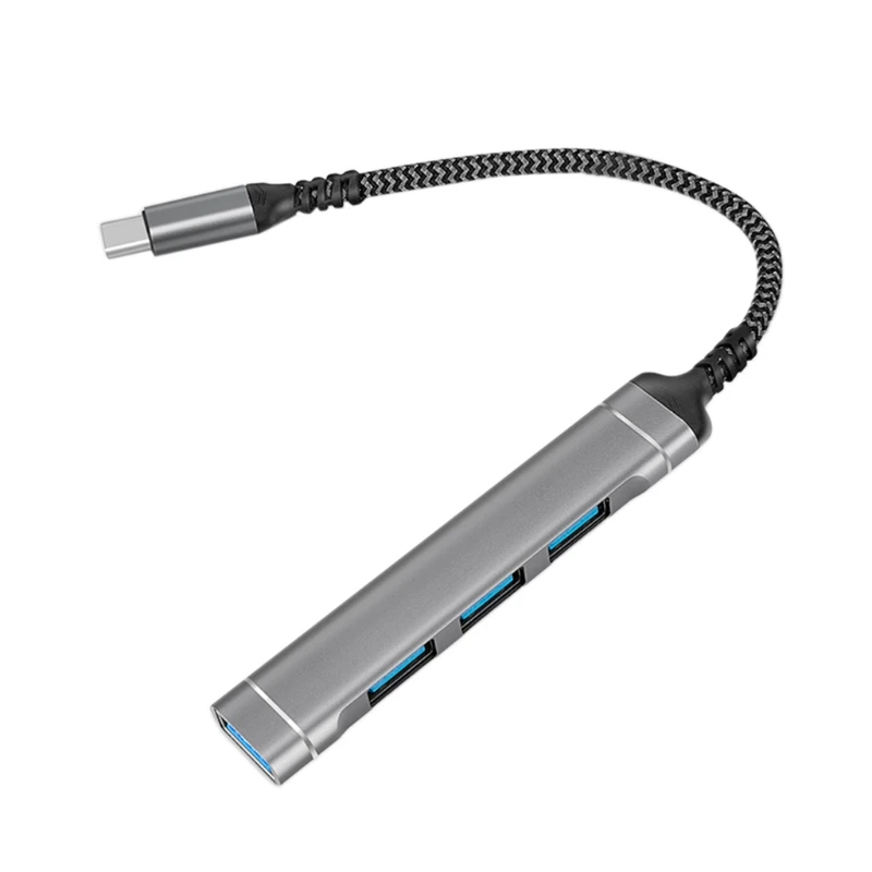 

2022 New USB Hub Type C Adapter 4 in 1 Portable Space Aluminum Alloy 1x3.0+3x2.0 USB 4-Ports Compatible PC Notebook Extender