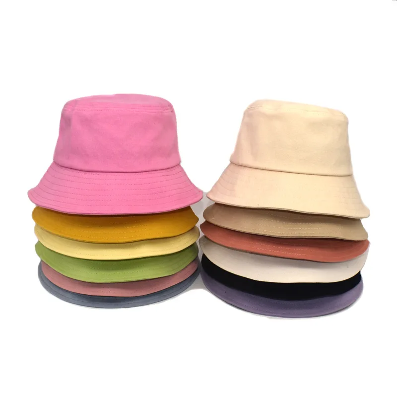 

New Solid Color Cotton Panama Women Bucket Hat Fisherman Men's Cap Spring Summer korean Style