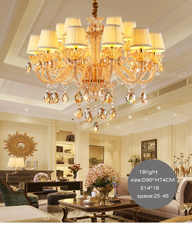

Transparent / Cognac Crystal E14 Chandelier Living room dining room bedroom study lamp Business premises Lighting