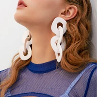 aensoa new fashion big acrylic geometric drop earrings trendy vintage resin long chain dangle earrings for women party jewelry