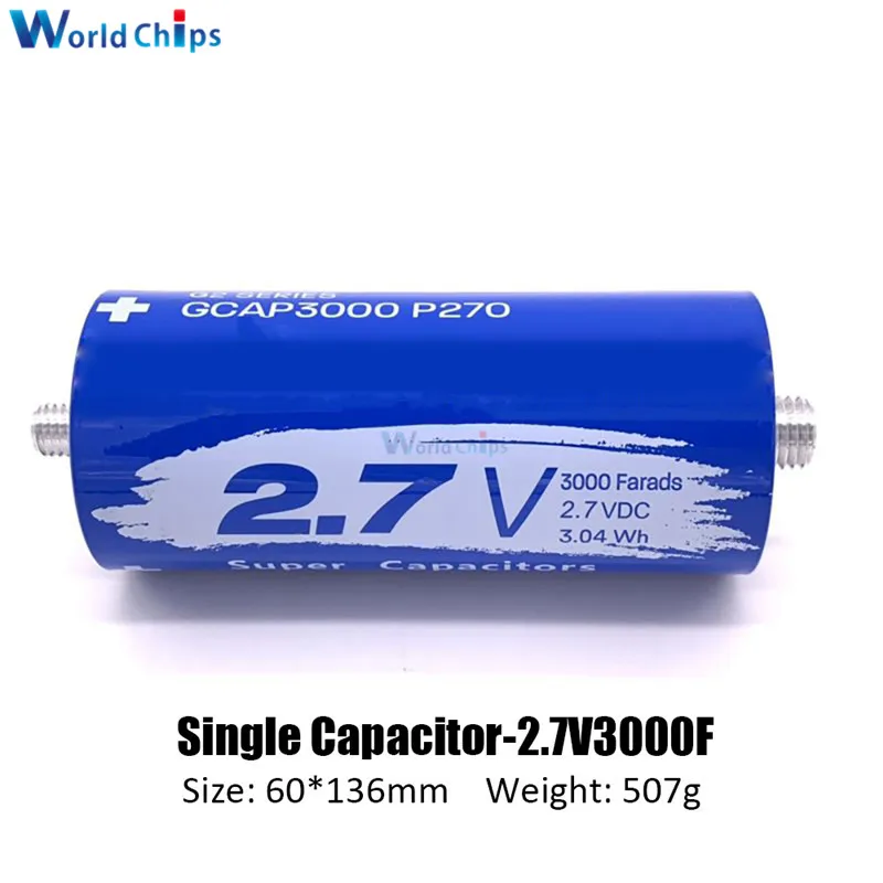 2.7V 3000F Super Farad Capacitor Long Foot for Car Auto Power Supply 2.7V3000F 136*60mm Capacitance | Электронные компоненты и