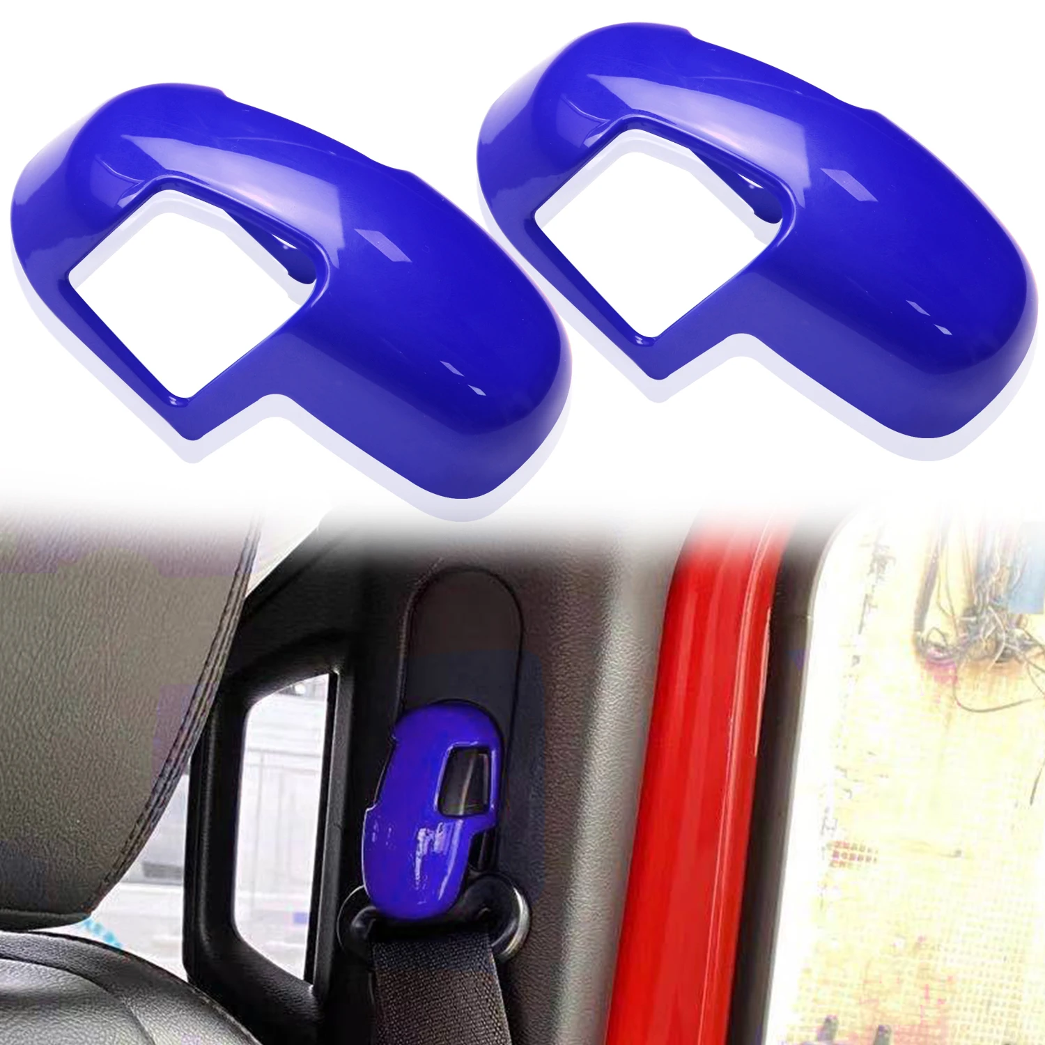 

Bolaxin Interior B Pillar Seat Safety Belt Trim Fit for Jeep Wrangler JL 2018-2021 ABS 2pcs Blue