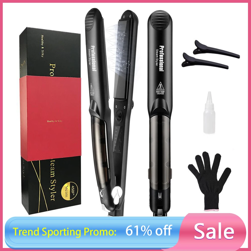 

Professional Steam Hair Straightener Curling Iron Argan Oil Treatment 450â„‰ Fast Heating Tourmaline Ceramic Hair Care Tool