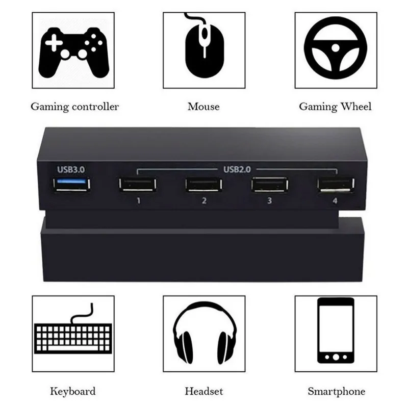 5 Порты и разъёмы концентратор для PS4 USB 3 0 высокое Скорость Зарядное устройство