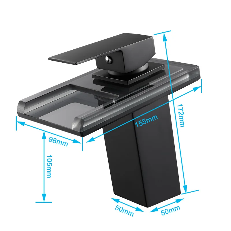 Светодиодный стеклянный смеситель ROVATE для раковины в ванной комнате светлый