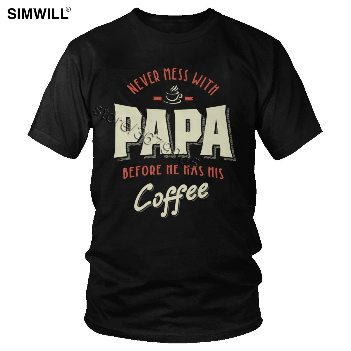 

Funny Never Mess With Papa Before He Has Coffee T Shirt Short Sleeve Adult Tee Men Summer Cotton T-shirt Fathers Day Gift Tops