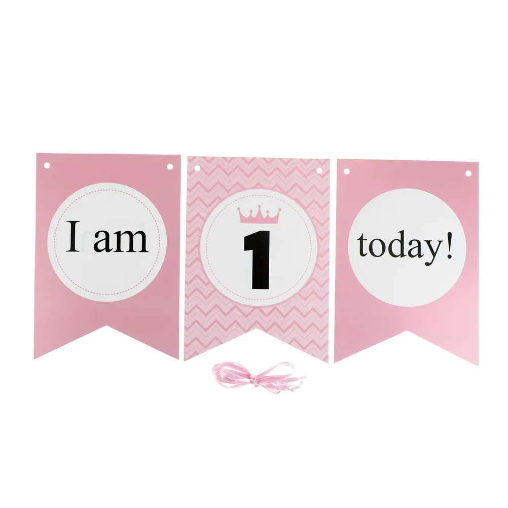 Мальчик девочка и корона первый день рождения картон Синий Розовый Высокий стул