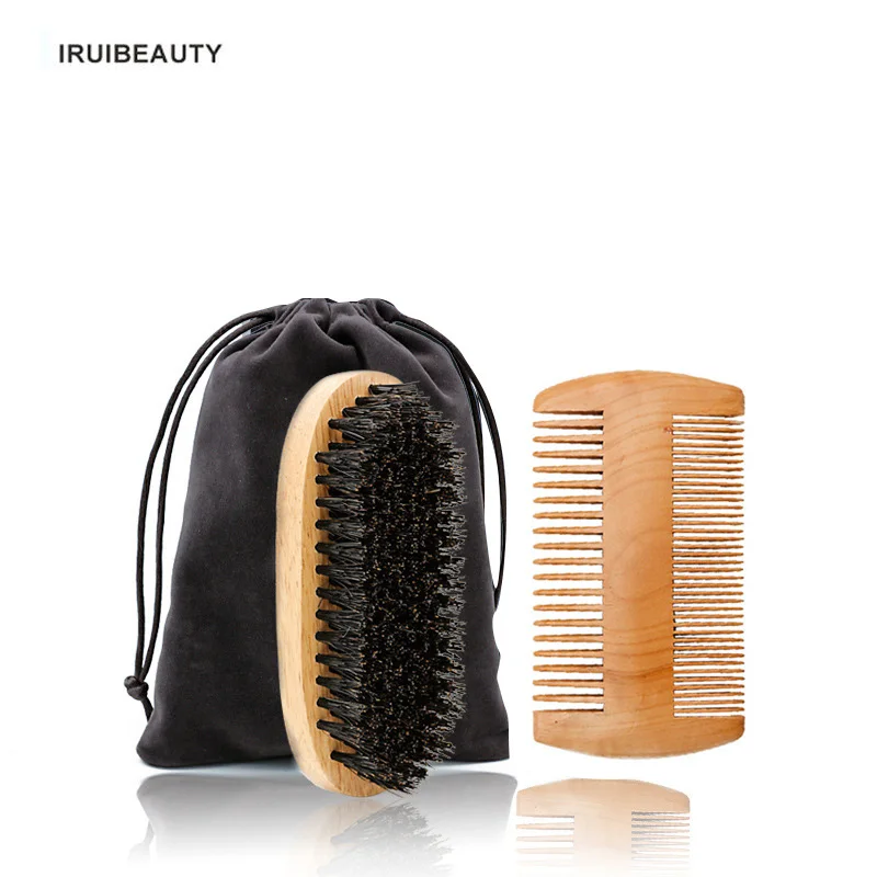 One Set Special Wild Boar Bristle Beard Brush Comb Set Comb Plus Beard Brushes Care Set Comb Beard Useful Tool for Men  - buy with discount
