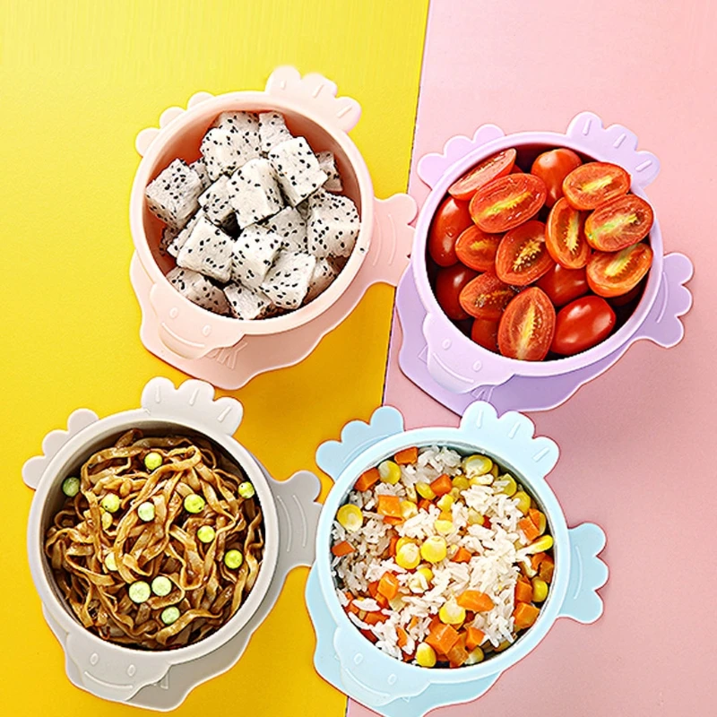 

Silicone Baby Suction Bowl Spoon Set Slip Resistant Learning Feeding Tableware Kids Plate Tray Suction Cup Baby Dinnerware