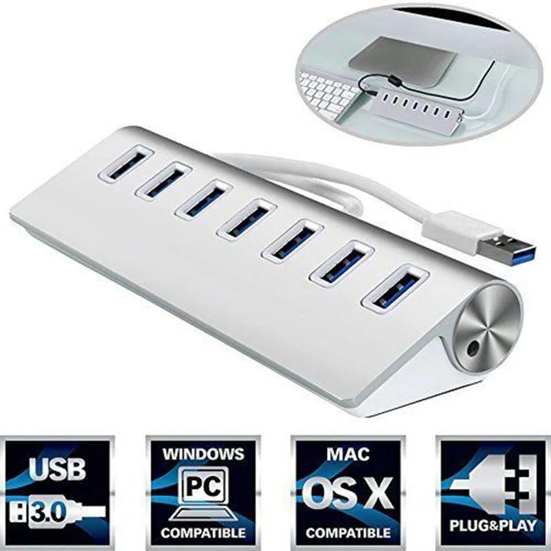 7 портов USB 3 0 концентратор 5 Гбит/с высокоскоростные переключатели вкл/выкл