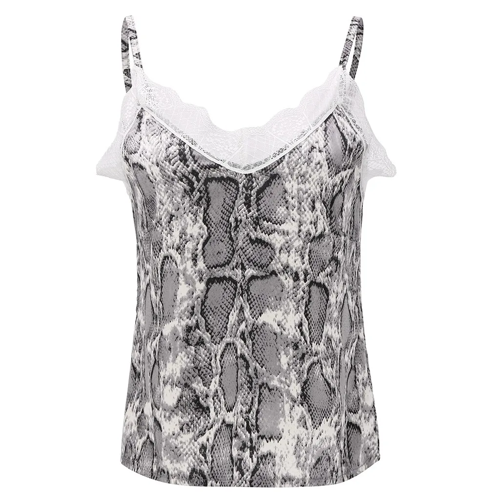 Женский атласный жилет со змеиным узором без рукавов с v-образным вырезом