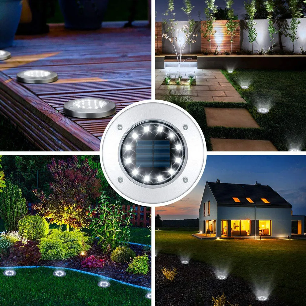 구매 8 개의 LEDs 태양 마루 빛 옥외 태양 지상 램프 IP65 방수 빛 지하 감지 조경 빛 잔디 통로 정원