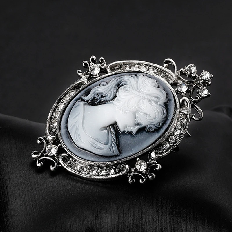 

Vintage Cameo Victorian Style crystal Wedding Party Women Pendant Brooch Pin hot selling