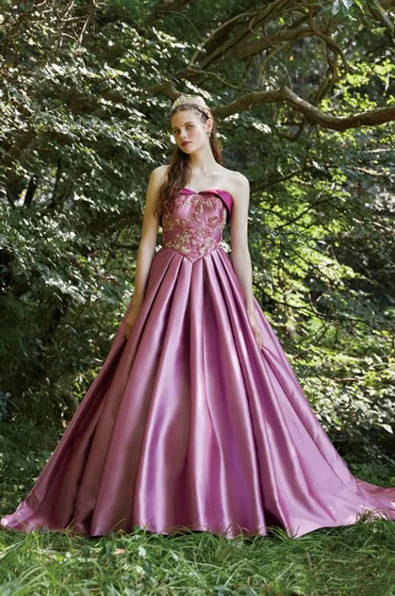 

Women Pretty Princess Quinceanera Dresses 2021 Long Satin Formal Evening Ball Gowns Strapless Appliques Prom Party Dress платье