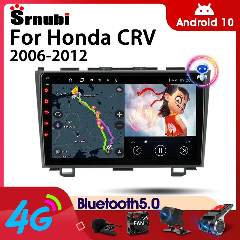 

Автомагнитола Srnubi Android 10 для Honda CRV 2006-2012, GPS-навигация, стерео 2 Din 4G Carplay, мультимедийный видеоплеер, DVD, головное устройство