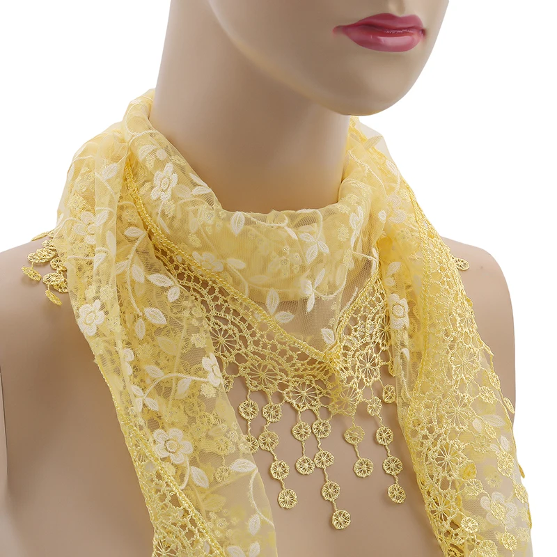 Women Fashion Triangle Wrap Lady Shawl Flower Lace Scarf Female Baby Tassel Shawls Scarves Spring Summer Photo Props Accessories |