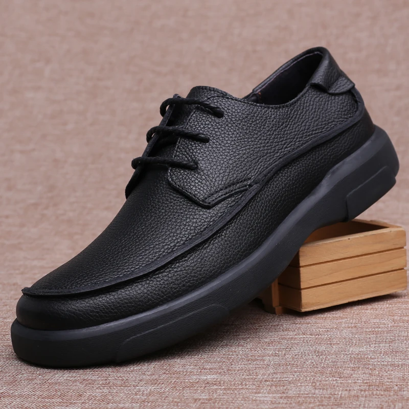 Brand Men Casual Genuine Leather Shoes Thick Soft Bottom Wear-Resistant Business Breathable Handmade Comfortable Flats | Обувь