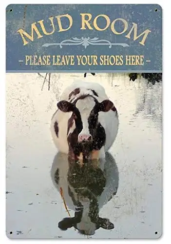 

Kexle Metal Tin Signs Mud Room Cow Home Decor Decorative Wall Sign Plaque Poster for Room Outdoor Indoor Garage Patio 8 x 12 Inc
