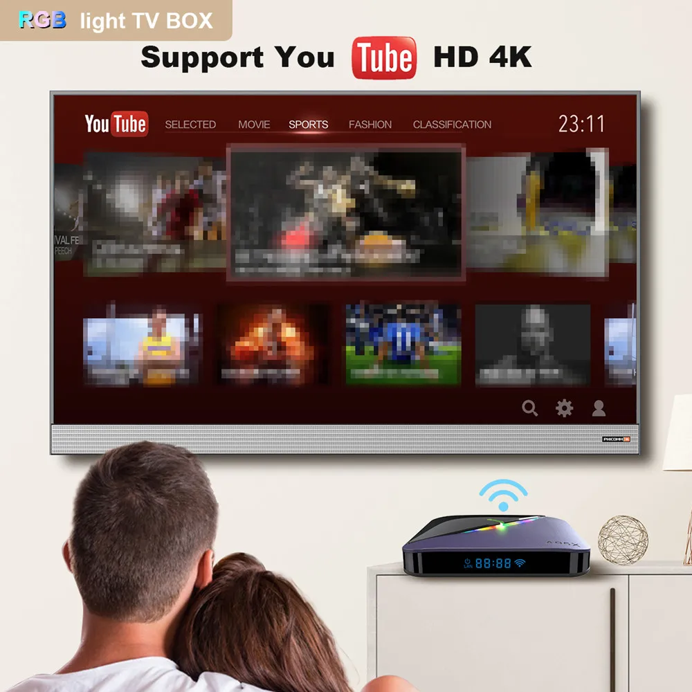 ТВ приставка A95x F3 RGB светильник на Android 9 0 Amlogic S905X3 смарт USB3.0 H.265 8K 60fps Netflix Youtube Plex