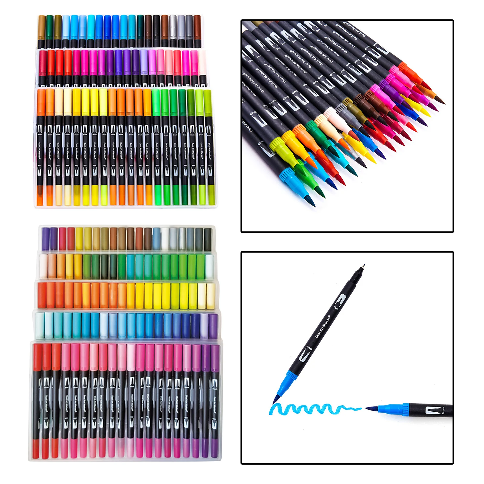 

60/100 Colors Dual Tip Brush Pen Drawing Markers for Painting
