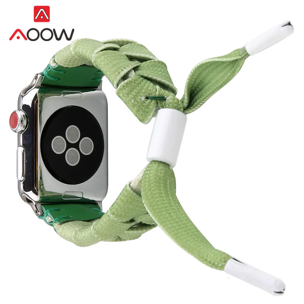 Модный креативный нейлоновый кожаный ремешок для часов для Apple Watch 38 мм 42 мм 40 мм 44 мм плетеный браслет ремешок для iwatch 1 2 3 4