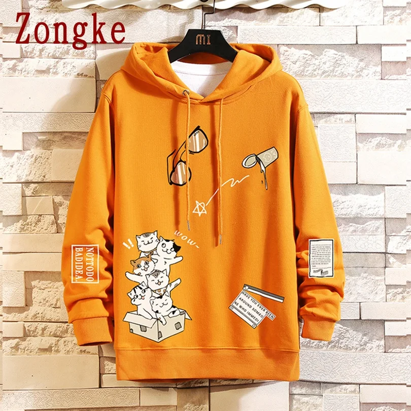 

Zongke Cartoon Pullover Hoodie Men Clothing Man Hoodies Men 2021 Harajuku Vintage Sweatshirt Japanese Streetwear Hip Hop M-5XL