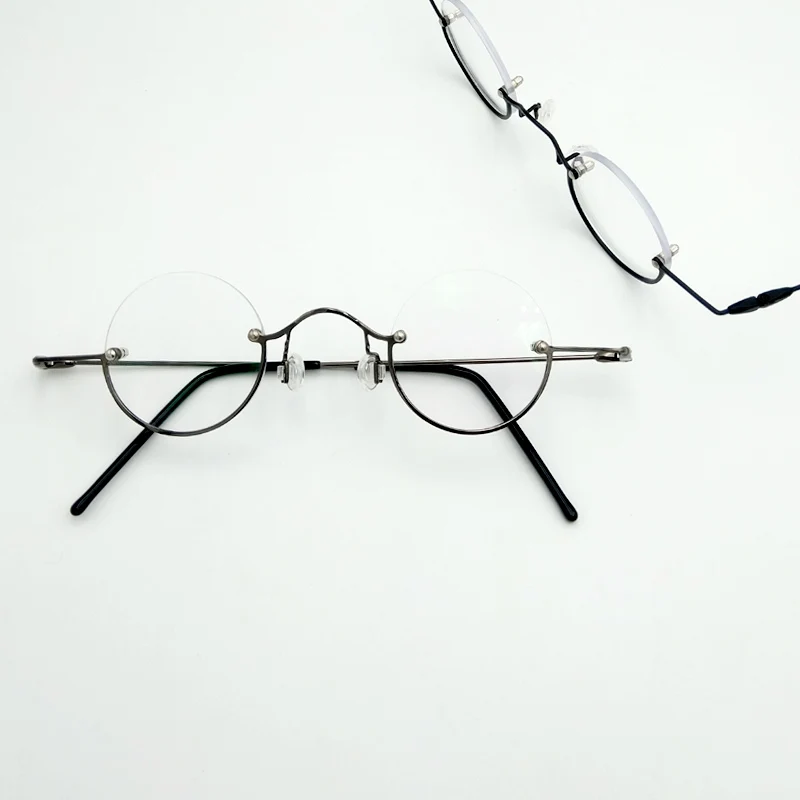 Винтажные круглые ОЧКИ для чтения в полуоправе очень маленькие металлические