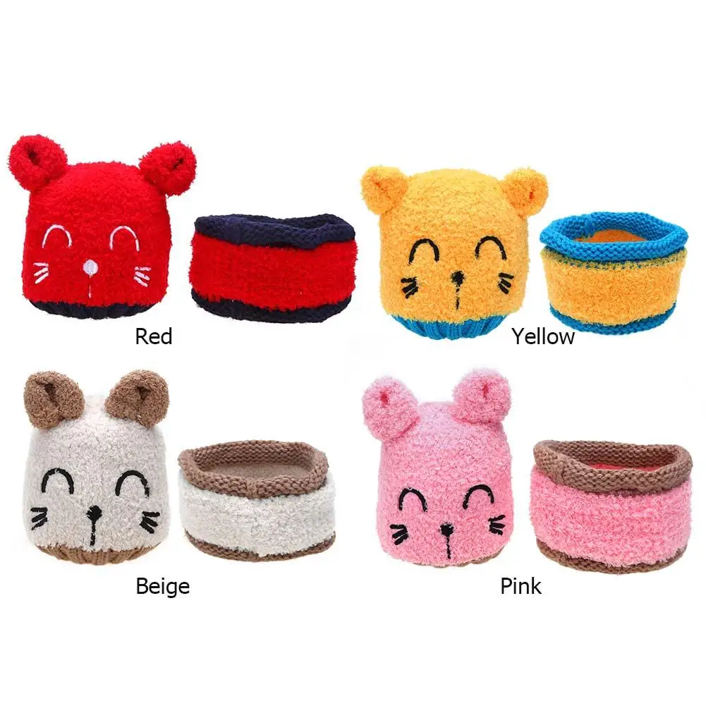 

2pcs/Set Winter Soft Fiber Hat Lovely Animals Acrylic Lamb Velvet Children Scarf Toddler Kid Beanies Baby Accessory