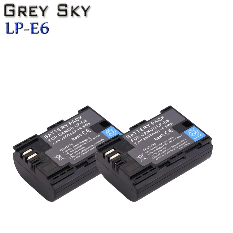 2650mAh LP E6 LP-E6 LPE6 батарея для цифровой камеры + USB LCD двойное зарядное устройство Canon