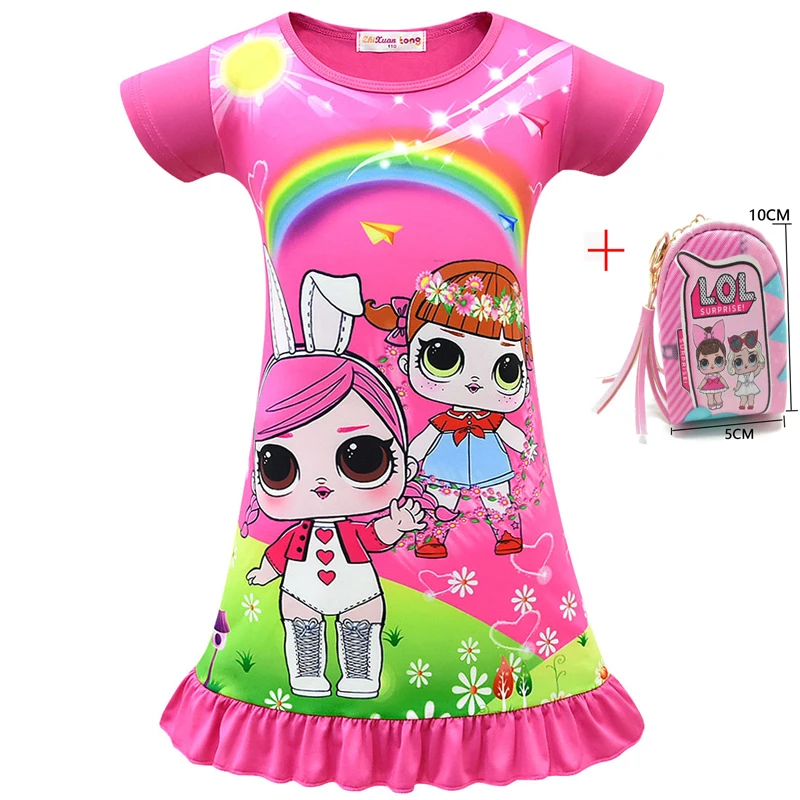 Платье с короткими рукавами и рисунком радуги для маленьких детей новые пижамы