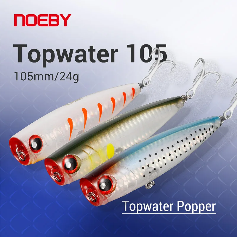 

Noeby Popper Fishing Lure 3pcs 105mm 24g Floating Hard Bait Topwater Artificial Wobbler Sea Bass Saltwater Fishing Tackle