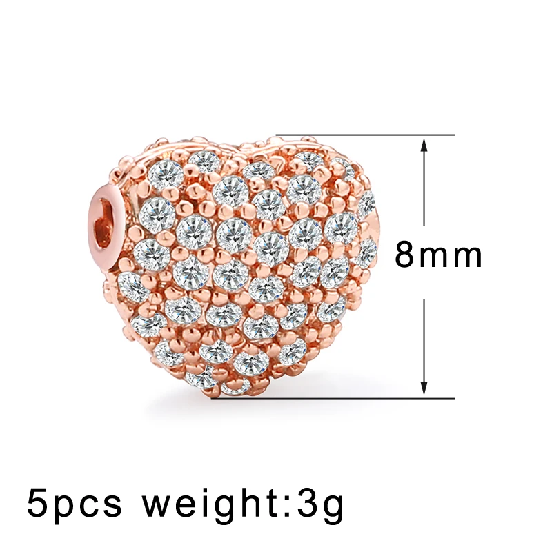 Atreus 5 шт./лот 8 мм в форме сердца мини бусины с отверстием AAA кубический цирконий