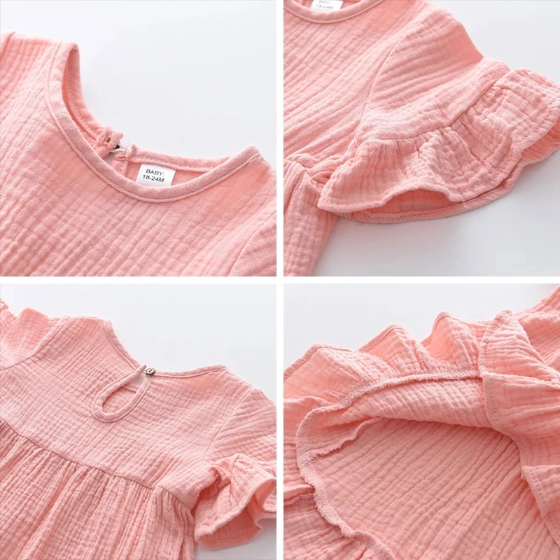 

VIKITA Mother Daughter Solid Summer Dresses Kids Girl Ruffles Costumes Family Matching Outfit Mom Girls and Baby Casual Dress