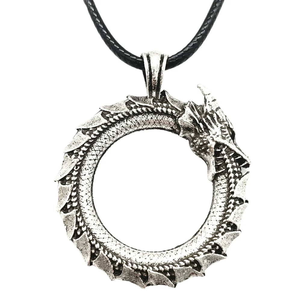 

Pagan Ouroboros Dragon Pendant Goth Necklace Men Gothic Accessories