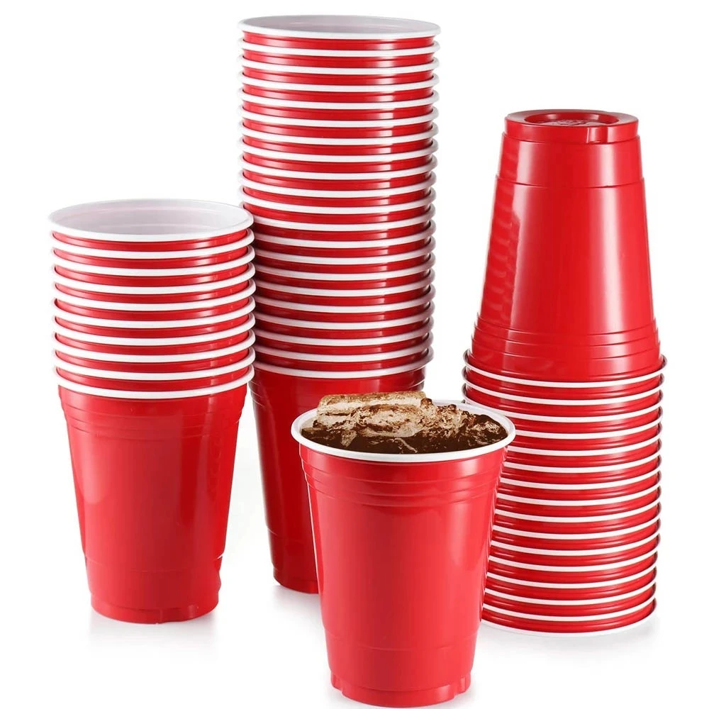 

16 oz Disposable Cups 50 Packs Red Blue Yellow Green and Black Plastic Cups Wedding Birthday Party Tableware Supplies