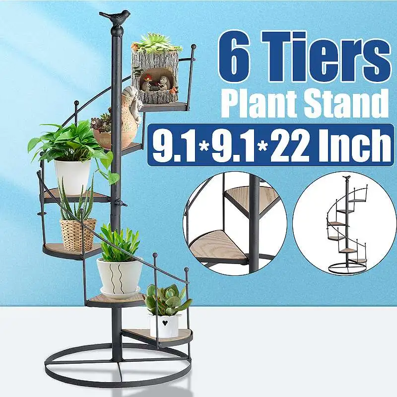 

6 Layer Plant Shelf Iron Plant Stand Rack Plants Succulent Shelf Spiral Stair Desktop Patio Garden Flower Stand home decoration