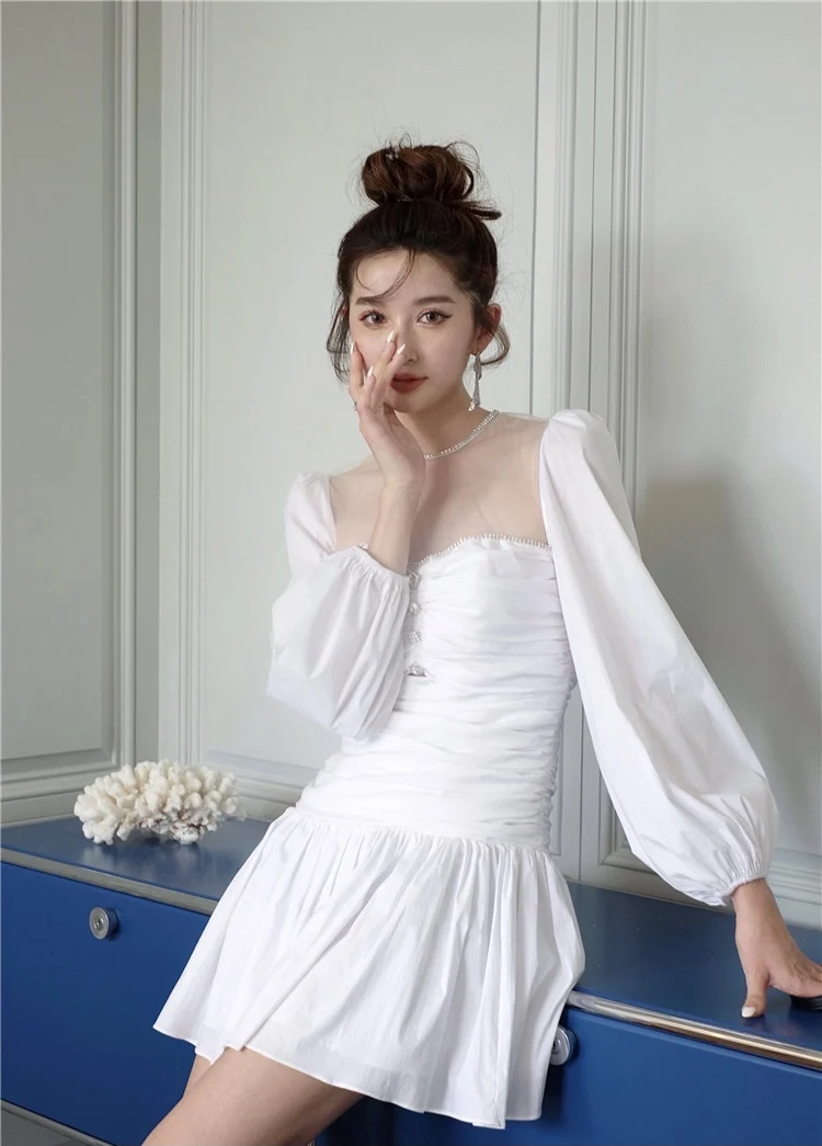 Ladies luxury Dress autumn dress women 2021 robes casual women dresses Layered Sleeve Flower Layered Cake Dress
