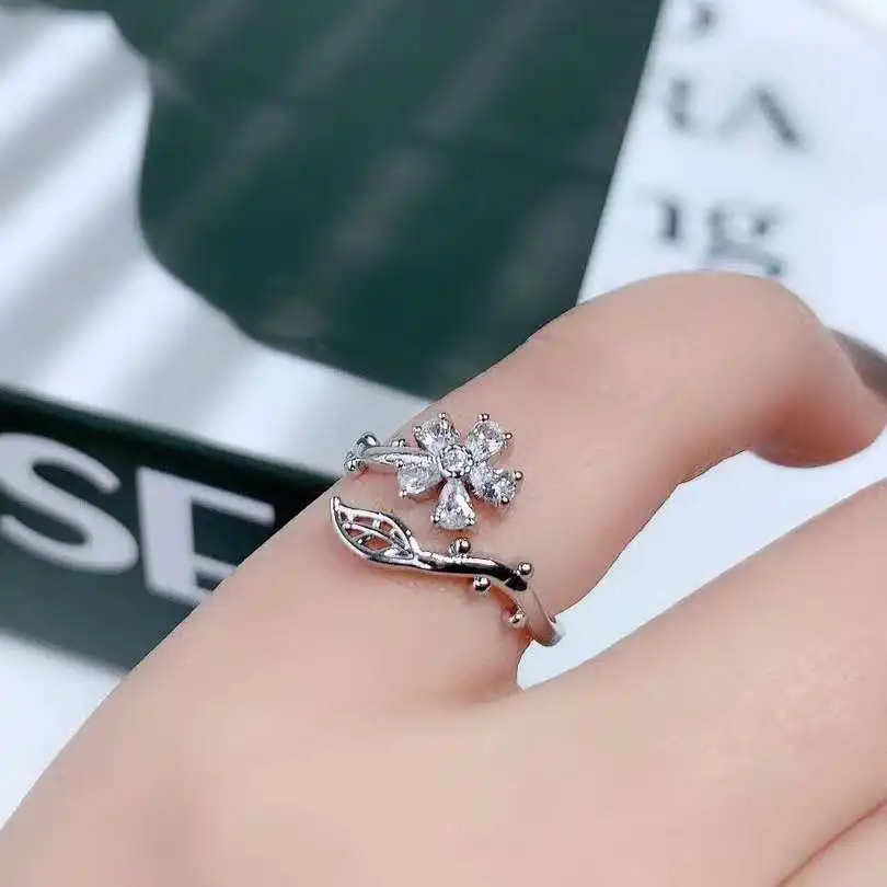 

New adjustable micro inlaid lucky fashion zircon ring for women's Korean index finger ring for women's simple personality ring
