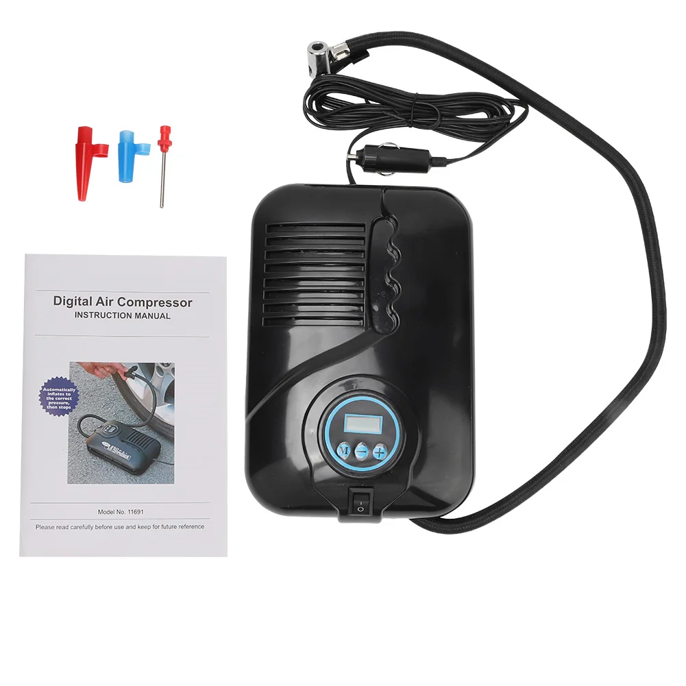 

Free Shipping Portable 250PSI Car Tire Inflator Digital Screen Air Compressor Pump with LED Light DC12V Pump for Car E-Bike