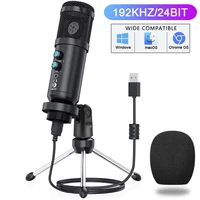 usb condenser microphone professional 192khz24bit cardioid recording microphone with mute key gainecho knob and desktop stand