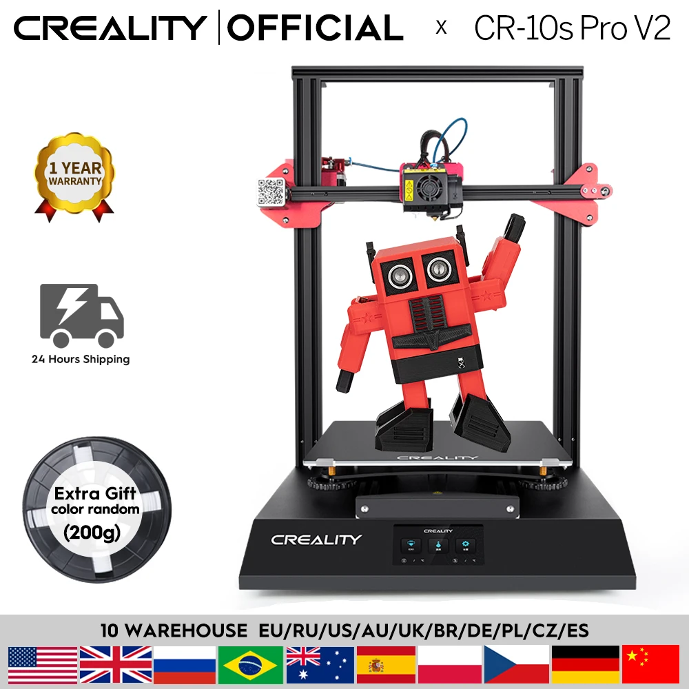 

3D принтер CREALITY CR-10S Pro V2 с автоматическим выравниванием BL Touch, сенсорный экран, с Capricorn PTFE