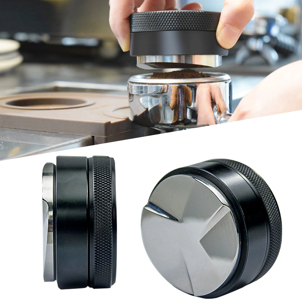 

51mm Adjustable Coffee Espresso Tamper Trefoil Coffee Distributor For Barista Flat Stainless Steel Base Coffee Bean Press Tools
