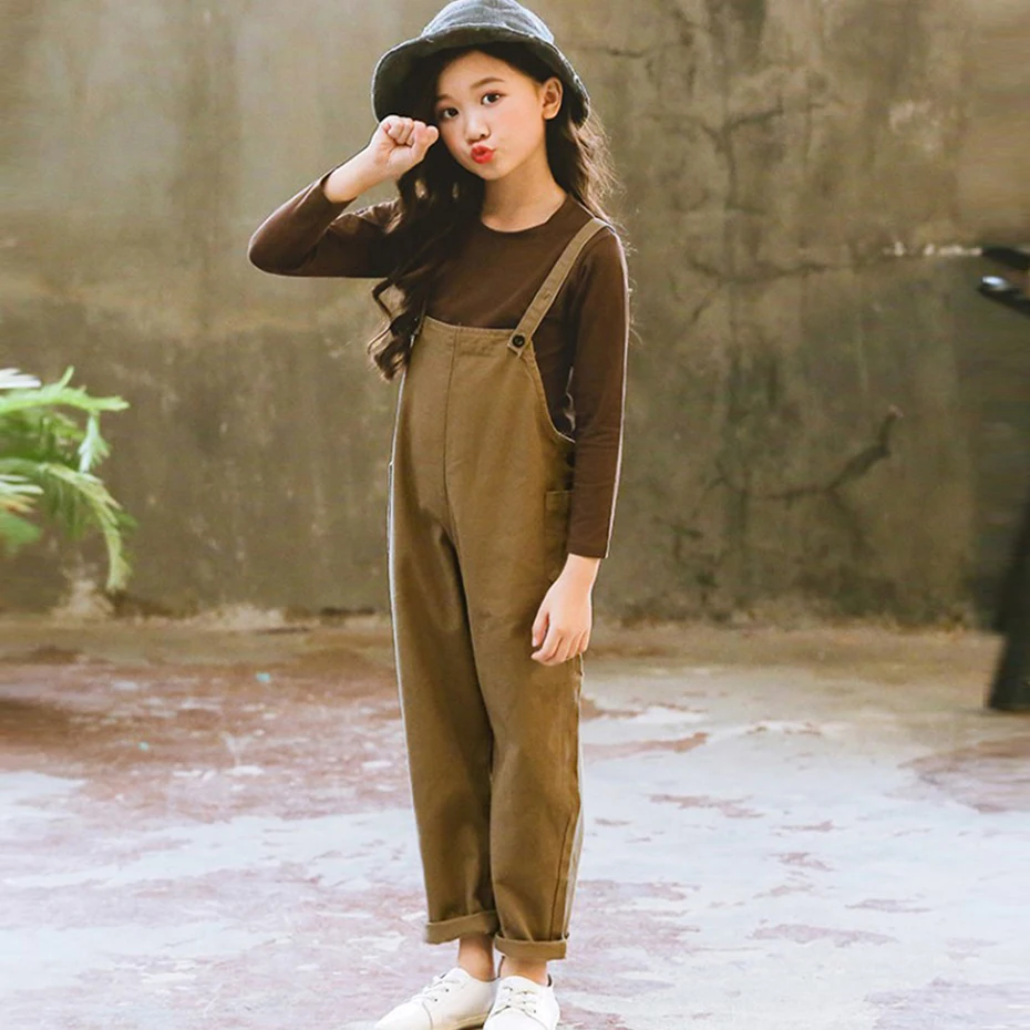 Детский однотонный комбинезон с круглым вырезом на возраст 6 14 лет|Комплекты