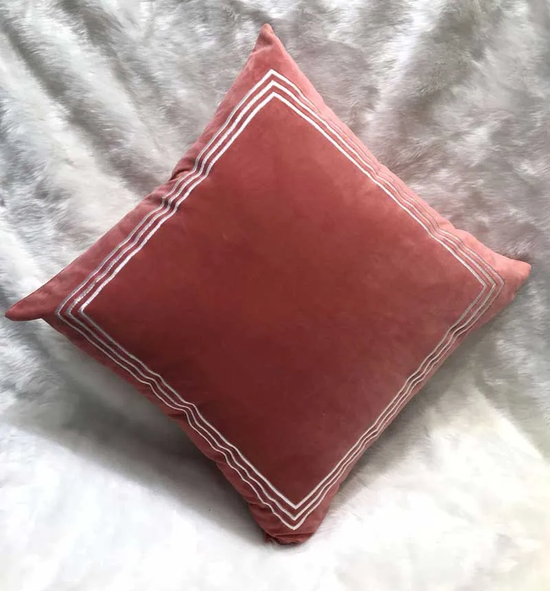 1 шт. бархатная наволочка с вышивкой в скандинавском стиле зеленый серый розовый