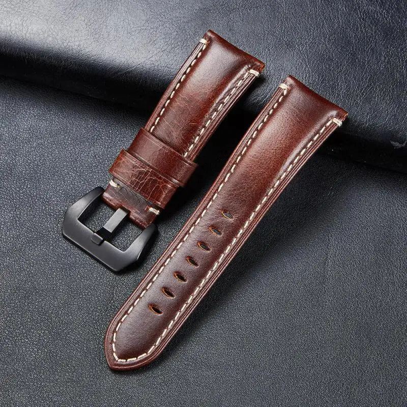 

Genuine Leather Watch Band Men 26mm 24mm 22mm 20mm Vintage Oil-tanned Crazy Horse Calfskin Retro Watch Strap Replacement