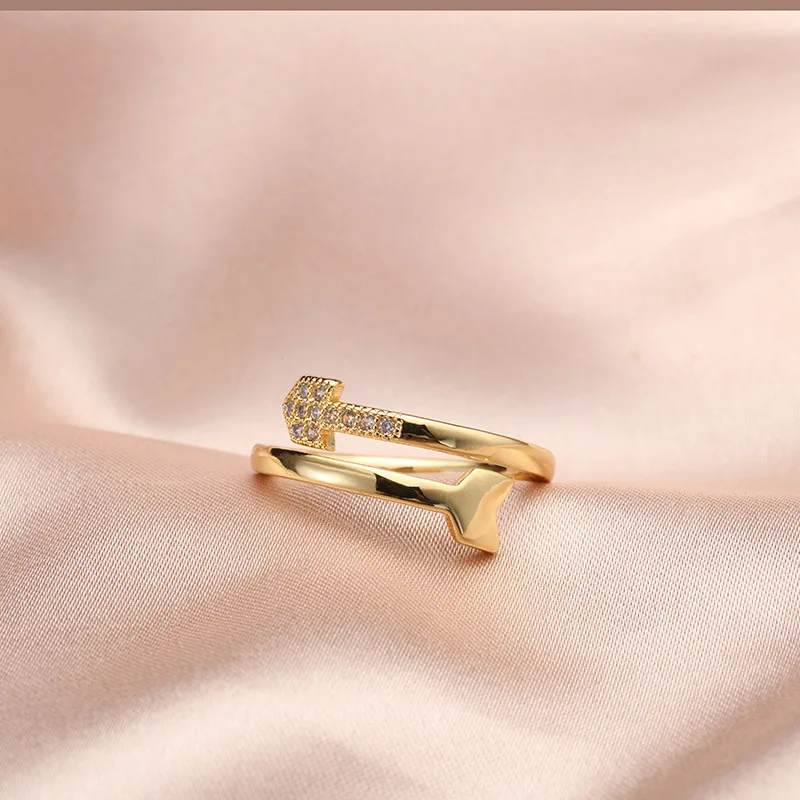 

Fashionable steel nail open diamond classic titanium steel ring female Korean version 18K rose gold hand jewelry
