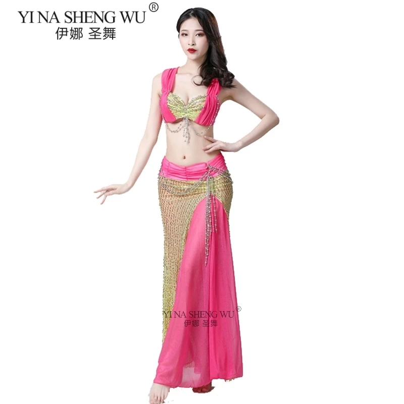 Костюм для танца живота 15 цветов комплект из 2 предметов (бюстгальтер + блестящая